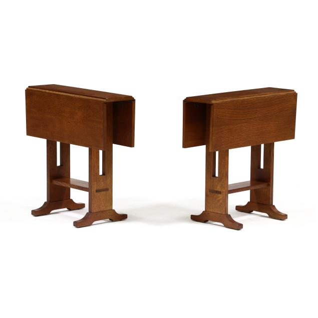 stickley-pair-of-mission-oak-style-drop-side-tables