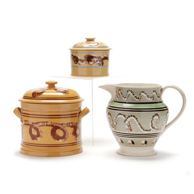 three-large-mocha-ware-i-earthworm-i-serving-pieces