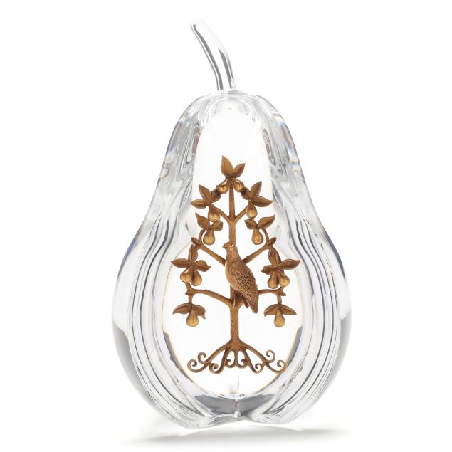 steuben-crystal-and-vermeil-i-partridge-in-a-pear-tree-i-sculpture