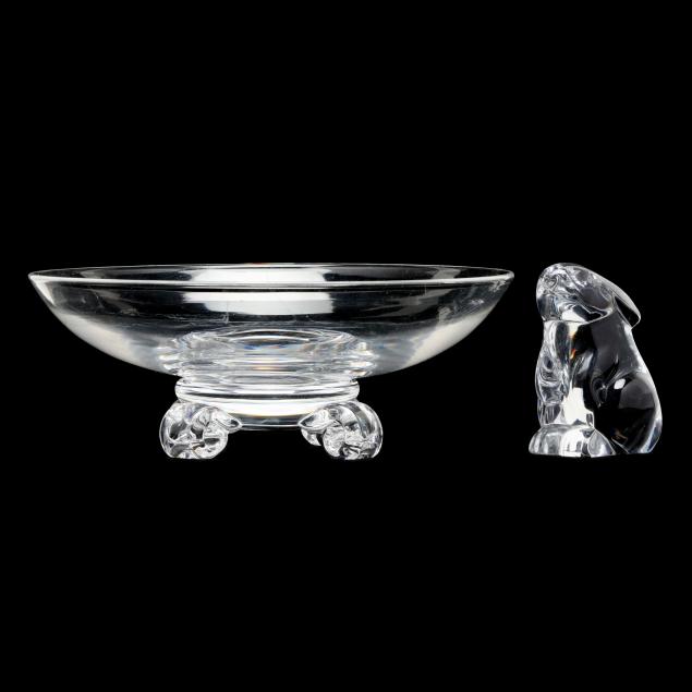 baccarat-crystal-bunny-and-a-steuben-bowl