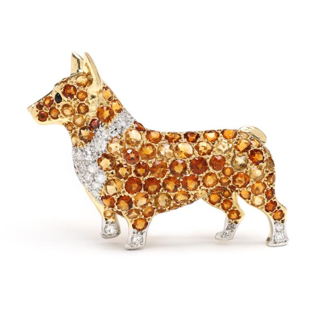 vintage-gold-and-gem-set-corgi-motif-brooch