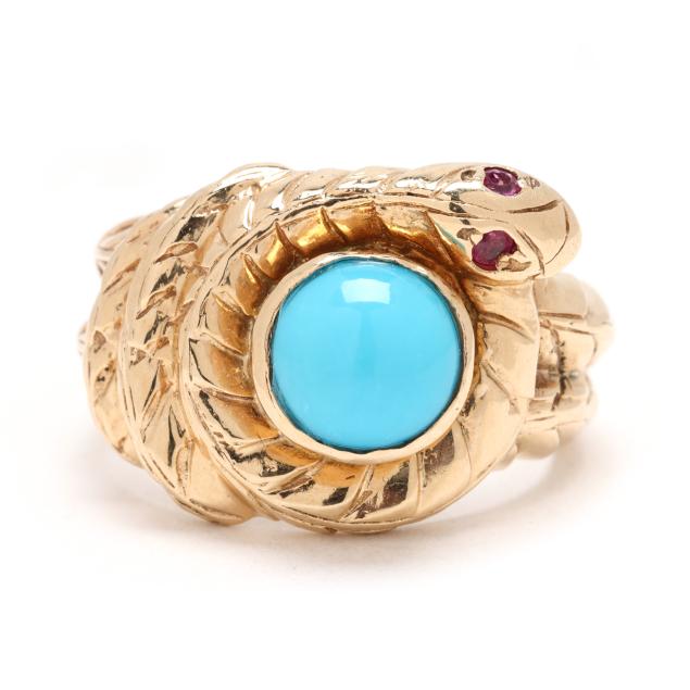 gold-turquoise-and-ruby-snake-ring