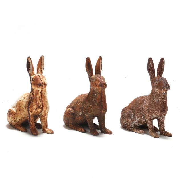 three-cast-iron-garden-rabbits