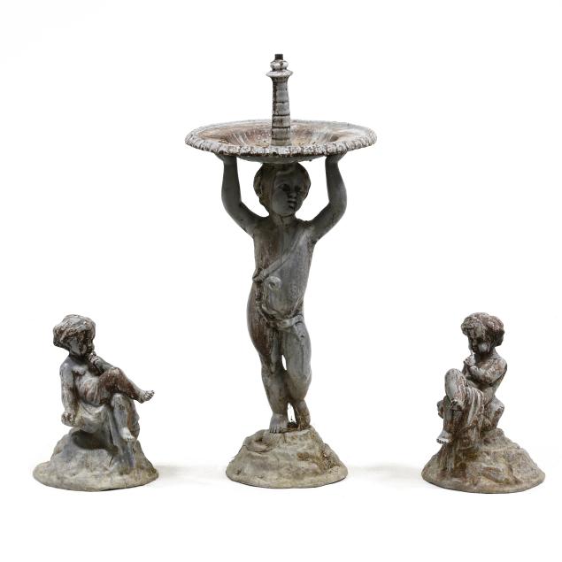 figural-lead-fountain-and-pair-of-matching-statues