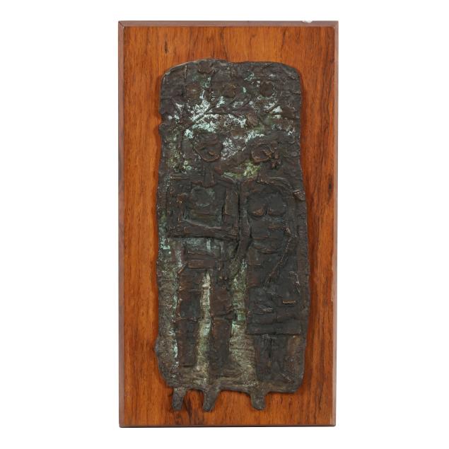 mid-century-bronze-relief-plaque-standing-couple