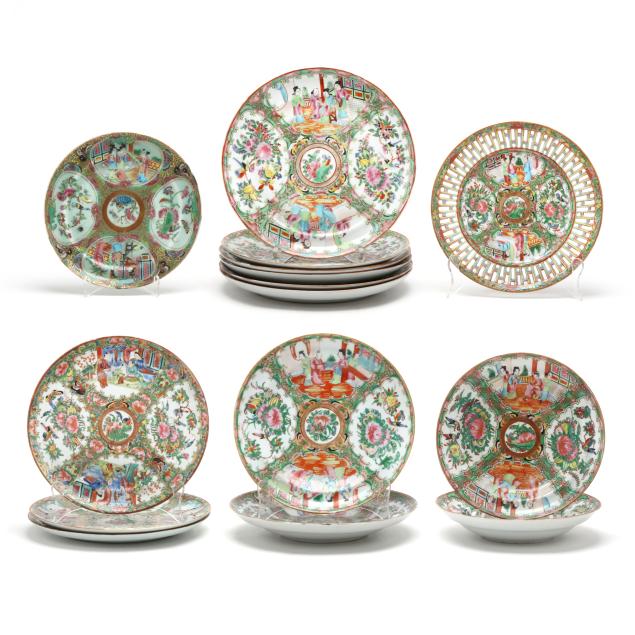 a-large-group-of-chinese-export-rose-medallion-porcelain