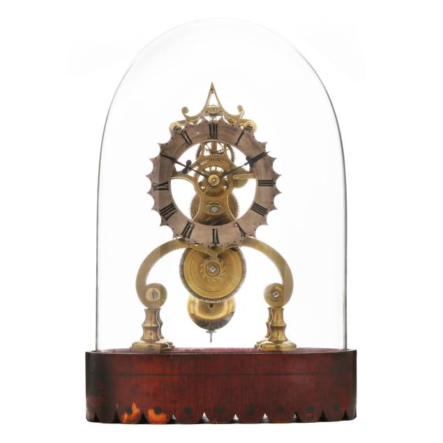 victorian-brass-skeleton-clock-under-cloche