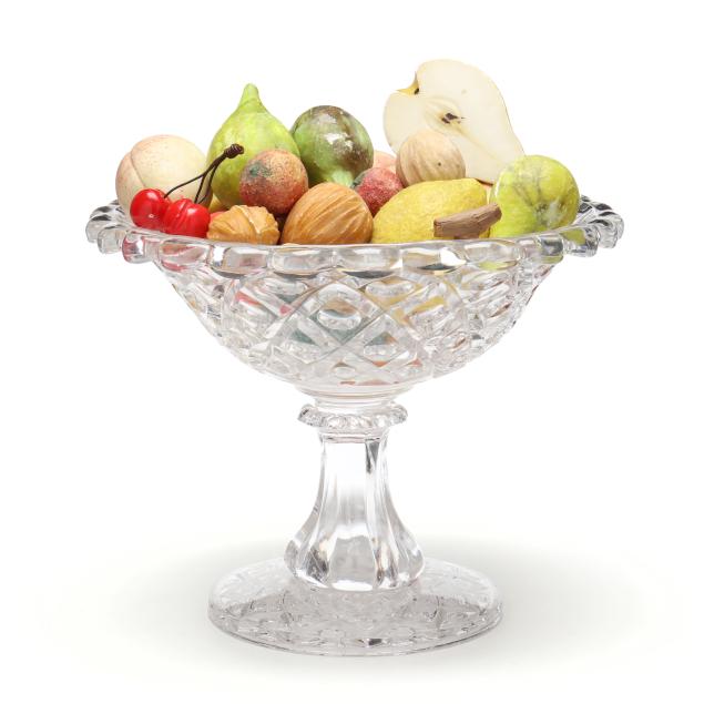 a-vintage-pressed-glass-centerpiece-compote-with-stone-fruit-collection