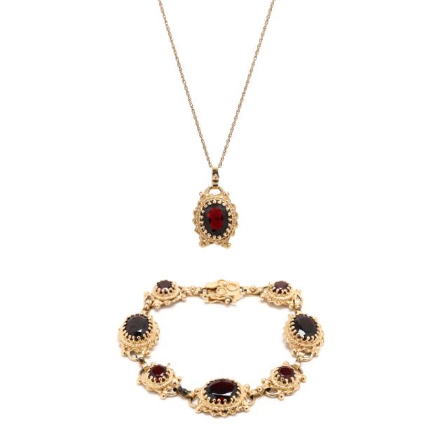 gold-and-garnet-bracelet-and-necklace