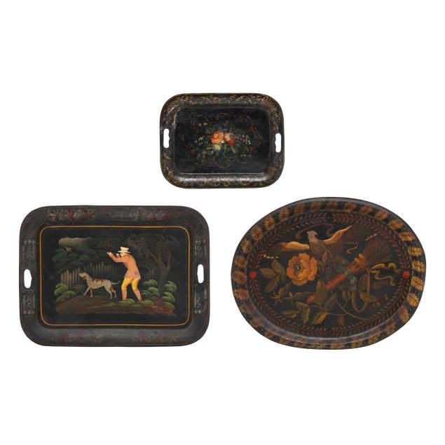 three-antique-toleware-trays