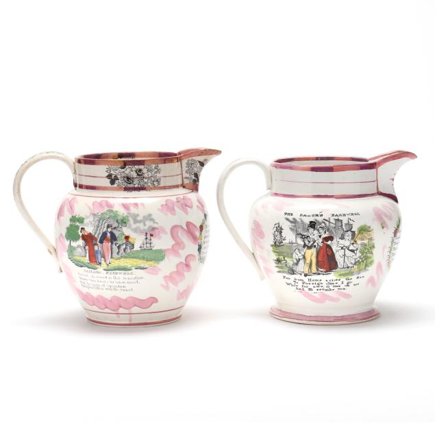 two-sunderland-pink-lustreware-pitchers