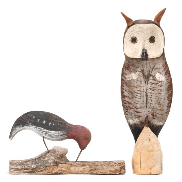 kenneth-roy-coghill-va-1954-2015-folk-carving-of-an-owl-and-woodpecker