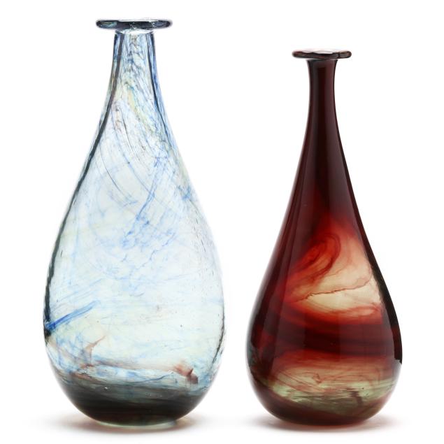 mark-peiser-nc-b-1938-two-art-glass-bottle-vases