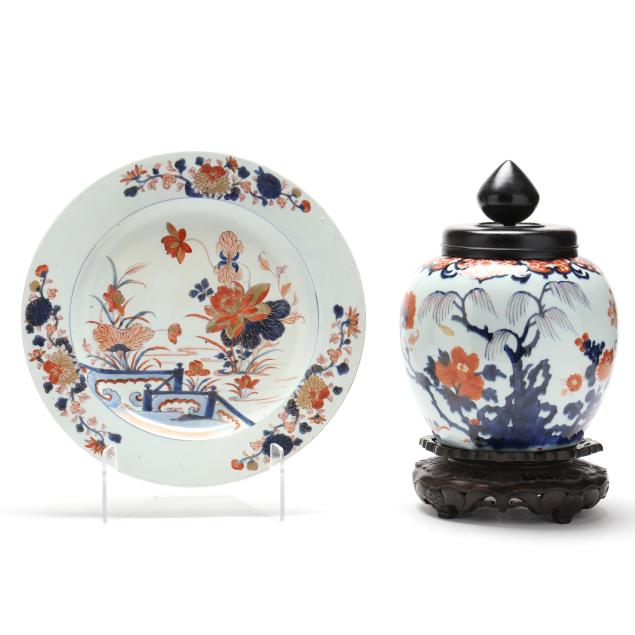 a-chinese-export-porcelain-imari-jar-and-charger