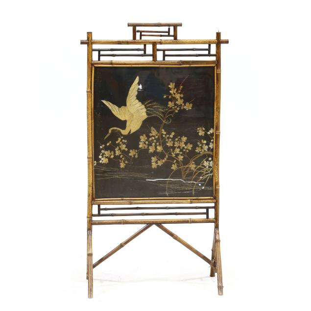 english-bamboo-embroidered-panel-fire-screen