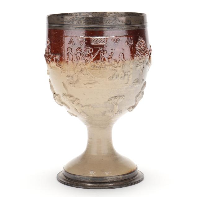 george-iii-silver-mounted-fulham-pottery-sporting-goblet