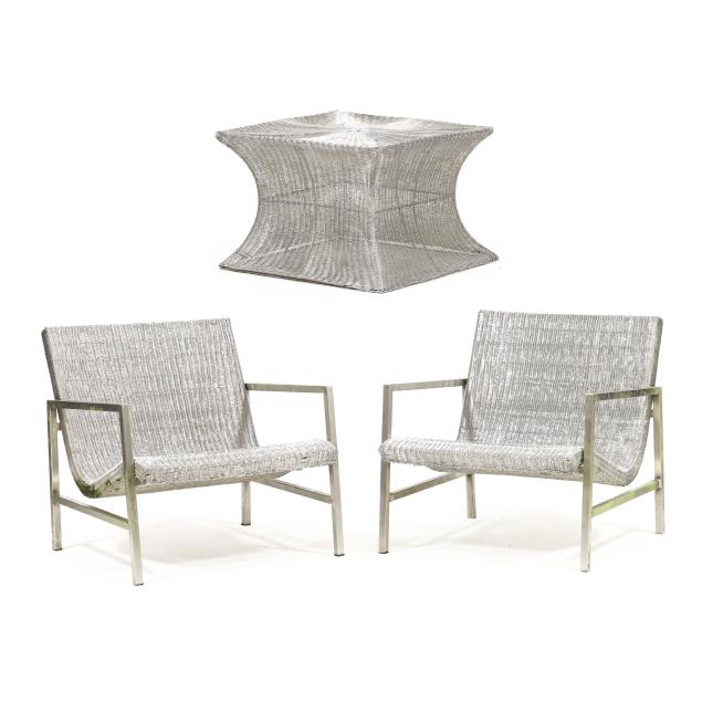 stainless-steel-woven-patio-chairs-and-side-table