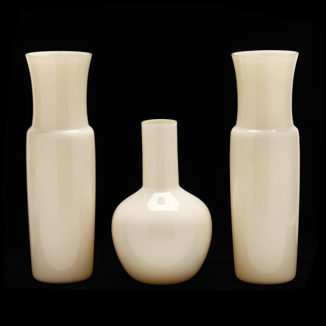 three-venini-custard-glass-vases