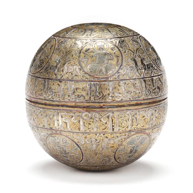 mamluk-revival-silver-inlaid-brass-islamic-globe-pyxis