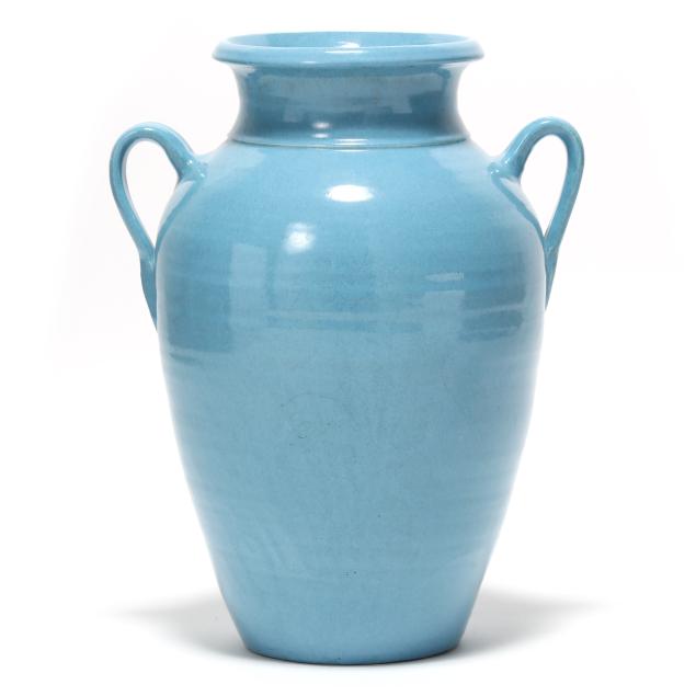 attributed-to-j-b-cole-nc-tall-loop-handled-porch-vase