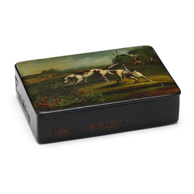 english-lacquerware-snuff-box-with-hunt-scene-and-carved-slogans