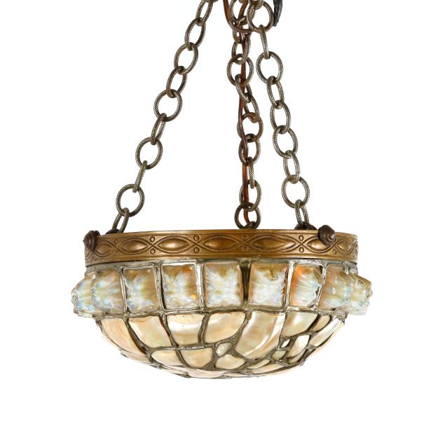 art-nouveau-jeweled-chunk-glass-and-shell-pendant-chandelier