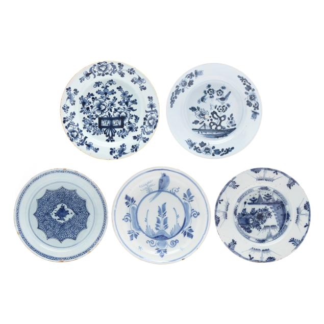 collection-of-five-delftware-blue-and-white-dishes