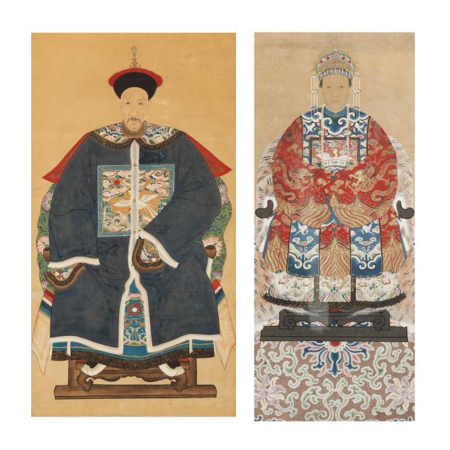 two-chinese-framed-ancestor-portraits