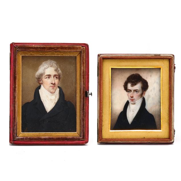 two-british-school-miniature-portraits-of-gents-in-traveling-cases