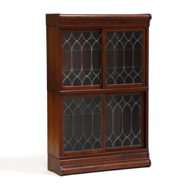 vintage-mahogany-and-leaded-glass-barrister-bookcase