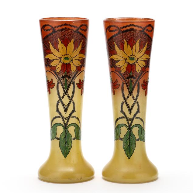 pair-of-secessionist-enameled-glass-vases