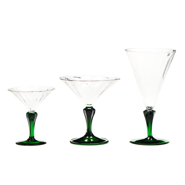 24-pieces-of-art-deco-blown-glass-stemware