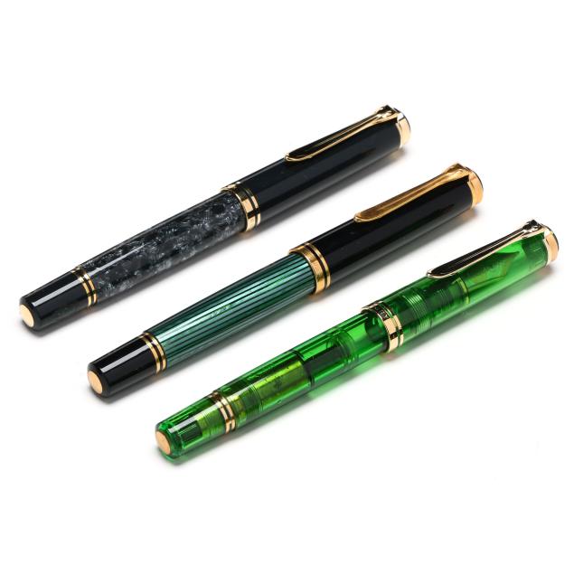 three-fine-pelikan-fountain-pens-including-the-wall-street-limited-edition